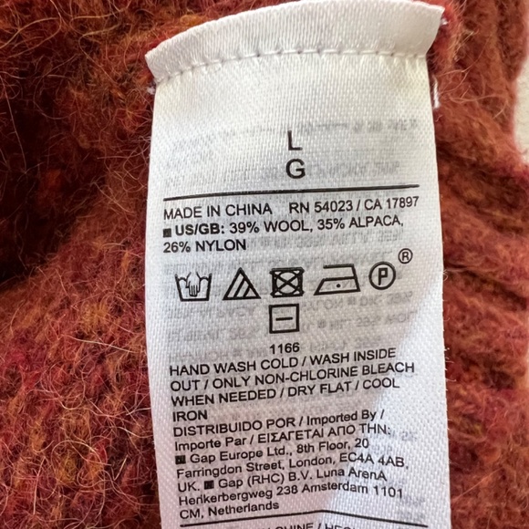 BANANA REPUBLIC Alpaca/Wool Blend Rolled Crew Neck Sweater in Rust Heather - L - Picture 8 of 11